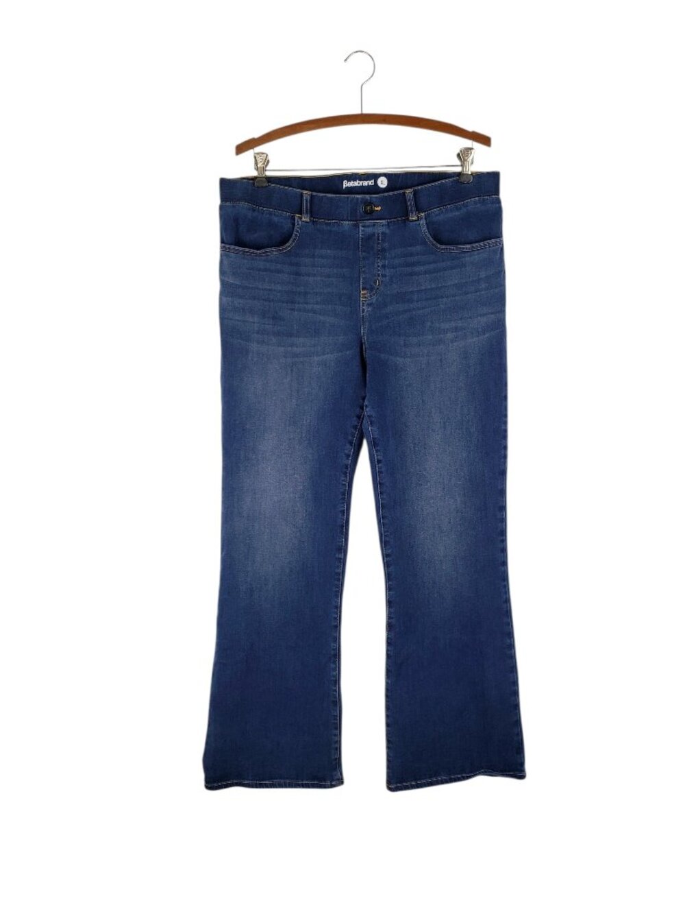 Betabrand 4-Pocket Yoga Denim Jeans Bootcut Dark Wash Pull On Womens XL